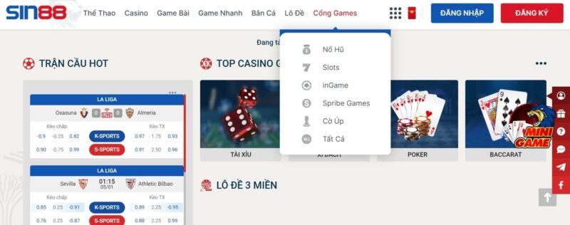 cổng game Sin88